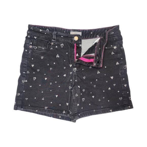 Calvin Klein Jeans Kids Black Shorts Rare HTF Heart Print Youth Size 14 Denim - Picture 2 of 11